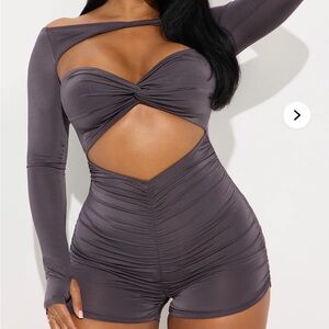 Fashion Nova Gray Cutout Jumpsuit